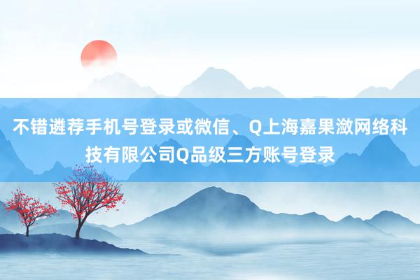 不错遴荐手机号登录或微信、Q上海嘉果潋网络科技有限公司Q品级三方账号登录